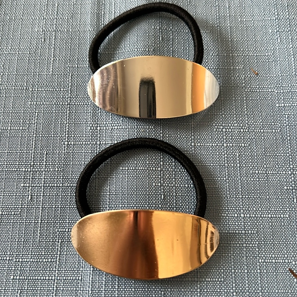60 gold and silver oval metal ponytail holders